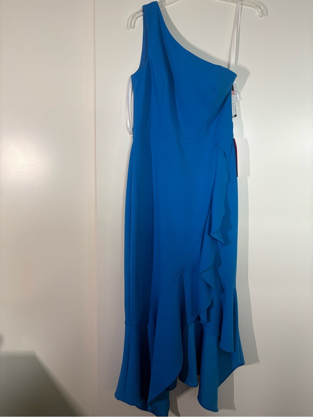 NWT XSCAPE Blue One Shoulder Formal Summer Wedding Guest Dress